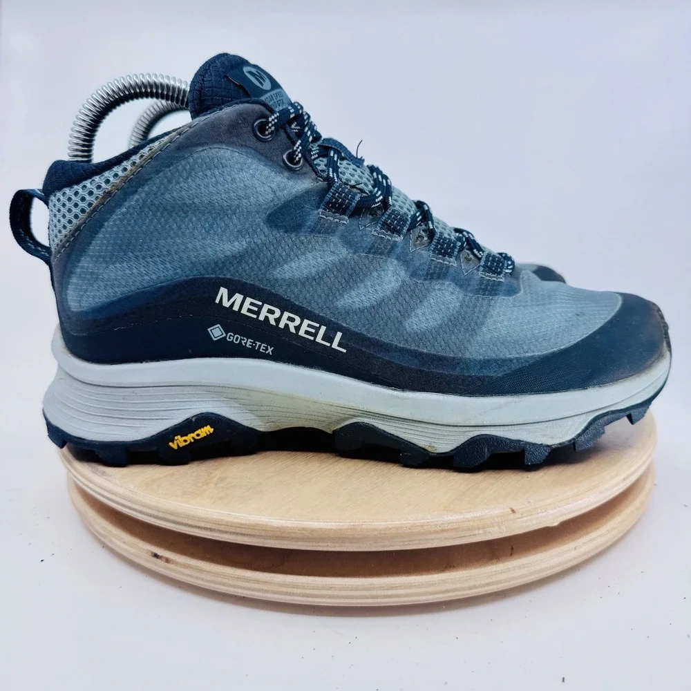 Merrell Moab Speed Mid GTX Hiking Boots Shoes Women's 6 Blue Gore-Tex